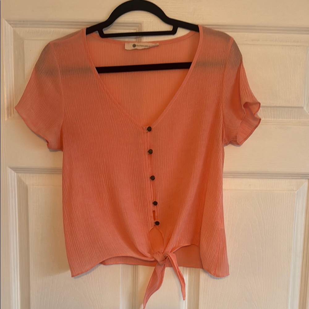 Tie front short sleeve blouse